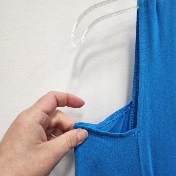 Liz Lange Womens Maternity Maxi Dress PS Blue Silver Buckle Cold Shoulder V-Neck - Picture 4 of 9